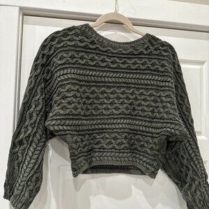 Pilcro crop top cable knit sweater size xs green